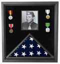 Flag Connections Military Photo Flag and Medal Display Case, Black Frame