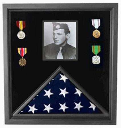 Flag Connections Military Photo Flag and Medal Display Case, 3 X 5 or 4' x 6' or 5' x 8'  or 5' X 9.5' Flag