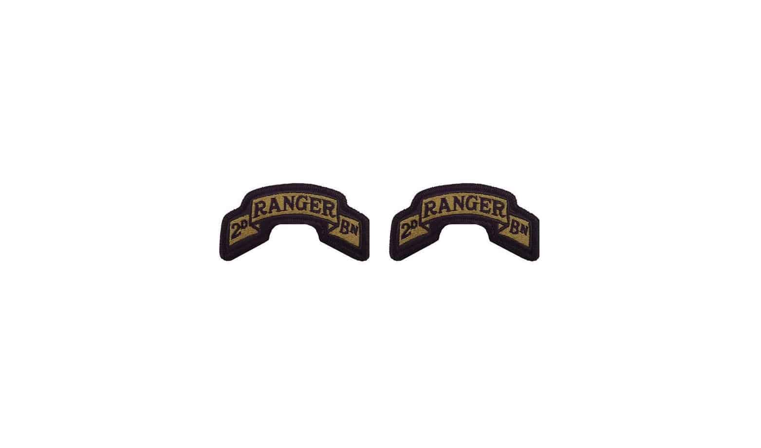 U.S. Army 75th Ranger Regiment 2nd Battalion OCP Scroll with Hook Fastener (pair)