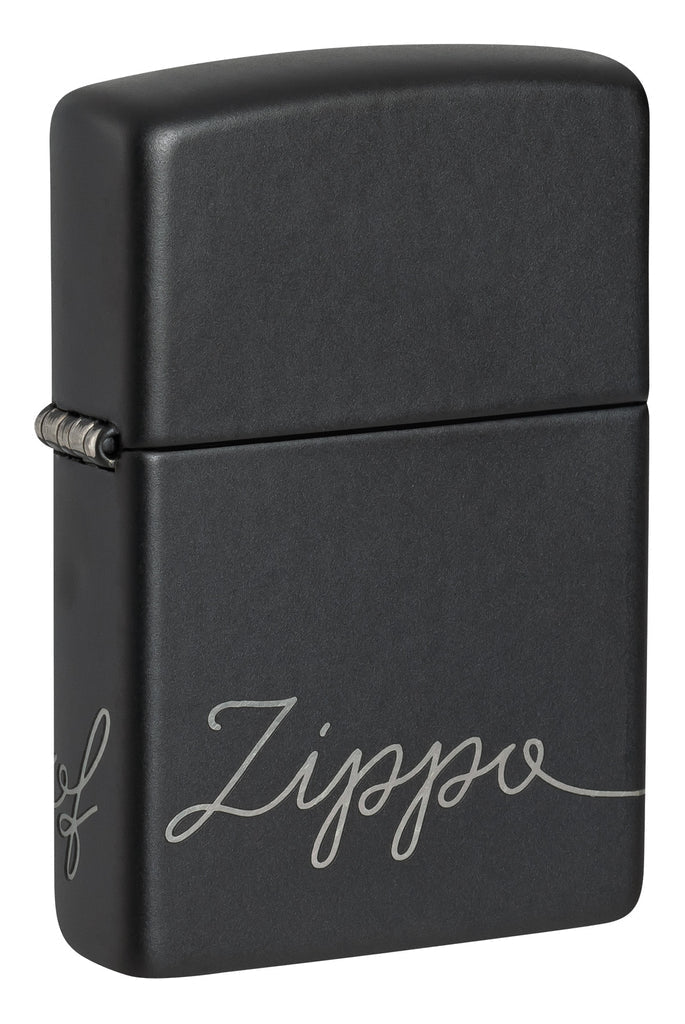 Zippo Windproof Script Laser Engraved 360 Design, Black Matte #48979
