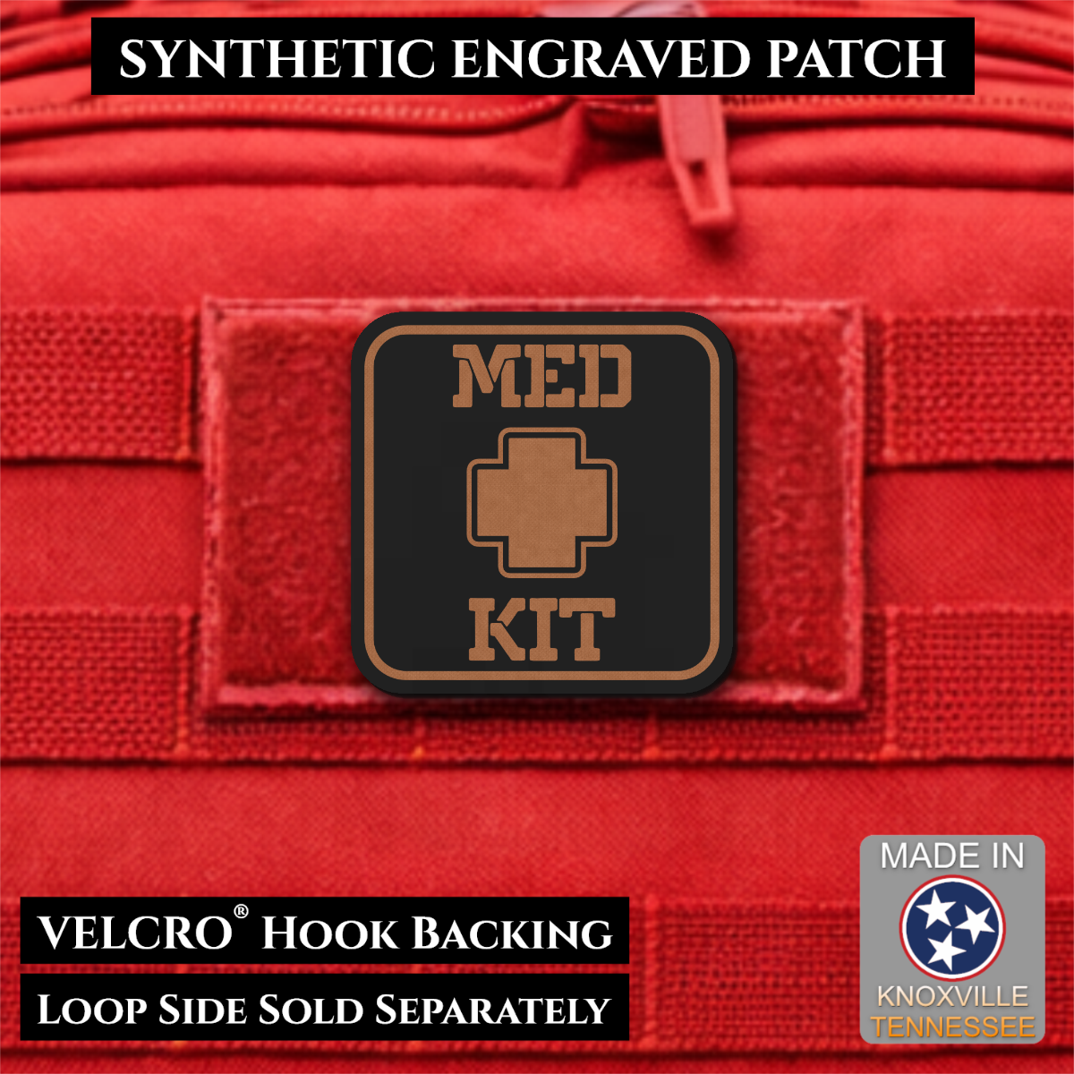 Med Kit IFAK, First-Aid Pouch Identification Patch, 2x2" | Made in USA | VELCRO® Brand Hook Backing