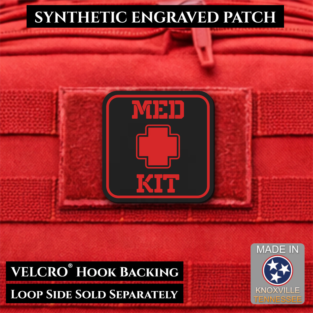 Med Kit IFAK, First-Aid Pouch Identification Patch, 2x2" | Made in USA | VELCRO® Brand Hook Backing