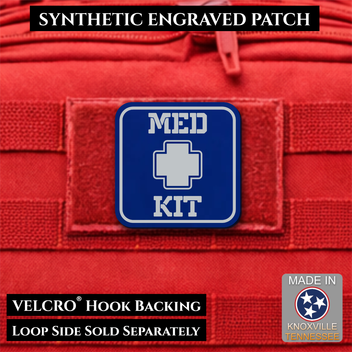 Med Kit IFAK, First-Aid Pouch Identification Patch, 2x2" | Made in USA | VELCRO® Brand Hook Backing