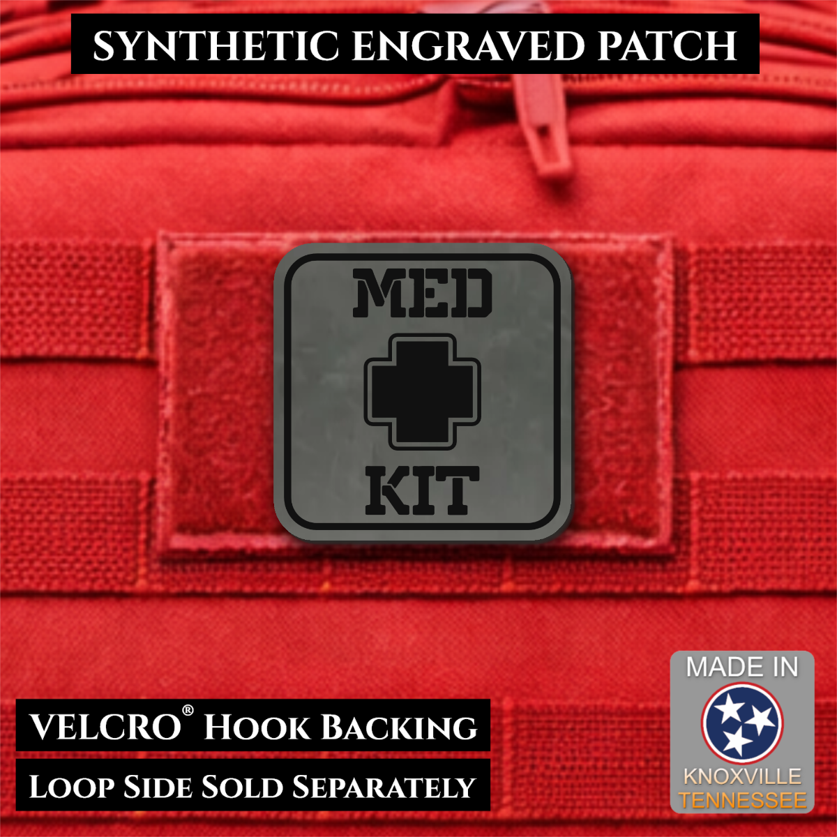 Med Kit IFAK, First-Aid Pouch Identification Patch, 2x2" | Made in USA | VELCRO® Brand Hook Backing