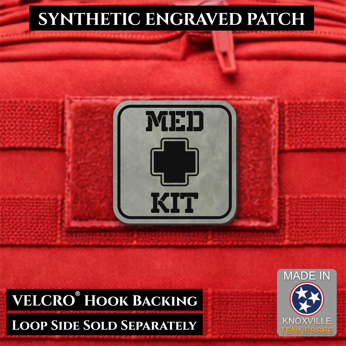 Med Kit IFAK, First-Aid Pouch Identification Patch, 2x2" | Made in USA | VELCRO® Brand Hook Backing