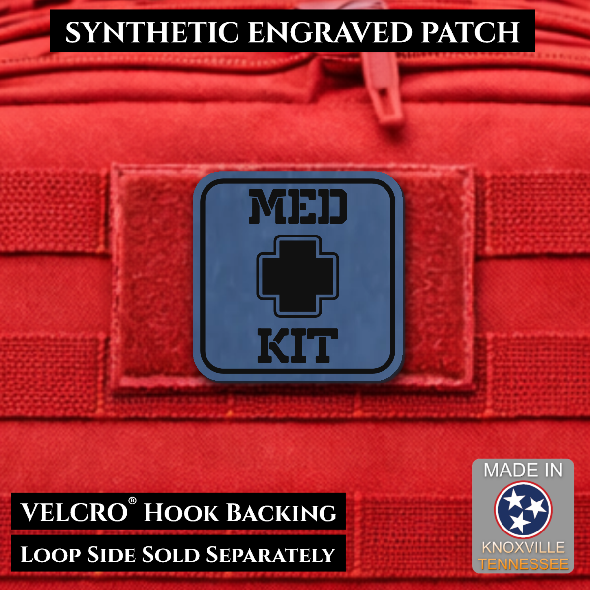 Med Kit IFAK, First-Aid Pouch Identification Patch, 2x2" | Made in USA | VELCRO® Brand Hook Backing