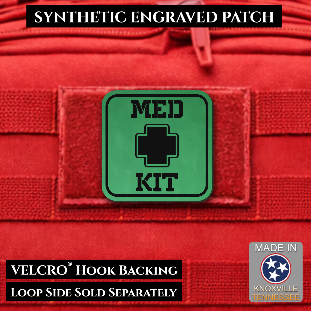 Med Kit IFAK, First-Aid Pouch Identification Patch, 2x2" | Made in USA | VELCRO® Brand Hook Backing