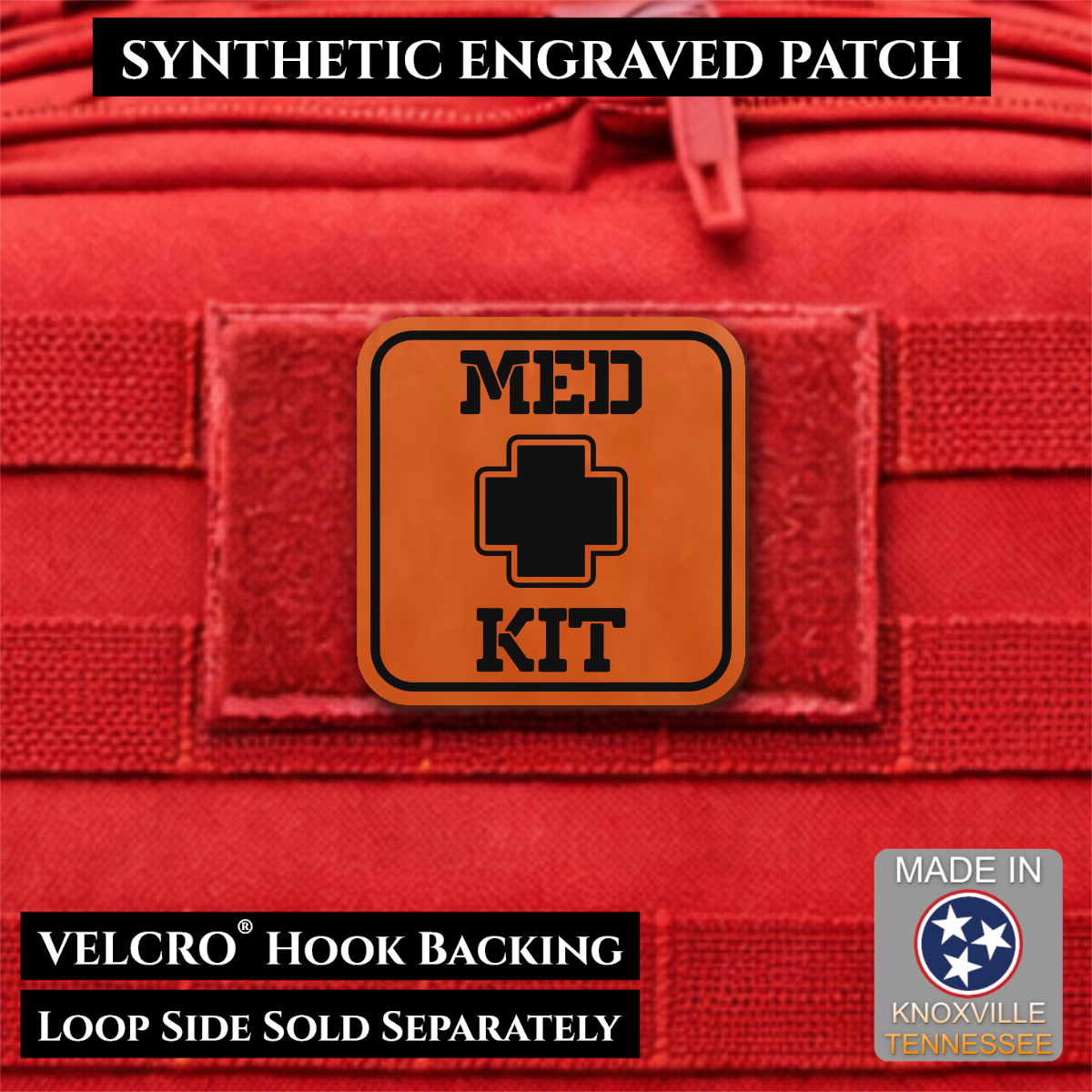 Med Kit IFAK, First-Aid Pouch Identification Patch, 2x2" | Made in USA | VELCRO® Brand Hook Backing