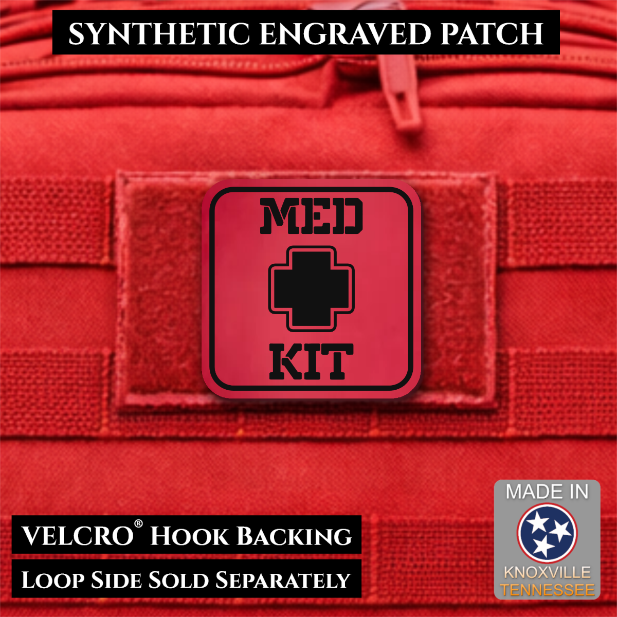Med Kit IFAK, First-Aid Pouch Identification Patch, 2x2" | Made in USA | VELCRO® Brand Hook Backing