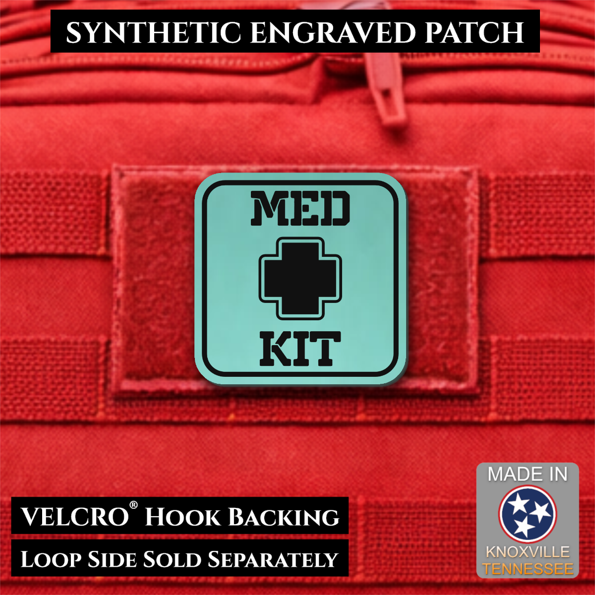 Med Kit IFAK, First-Aid Pouch Identification Patch, 2x2" | Made in USA | VELCRO® Brand Hook Backing