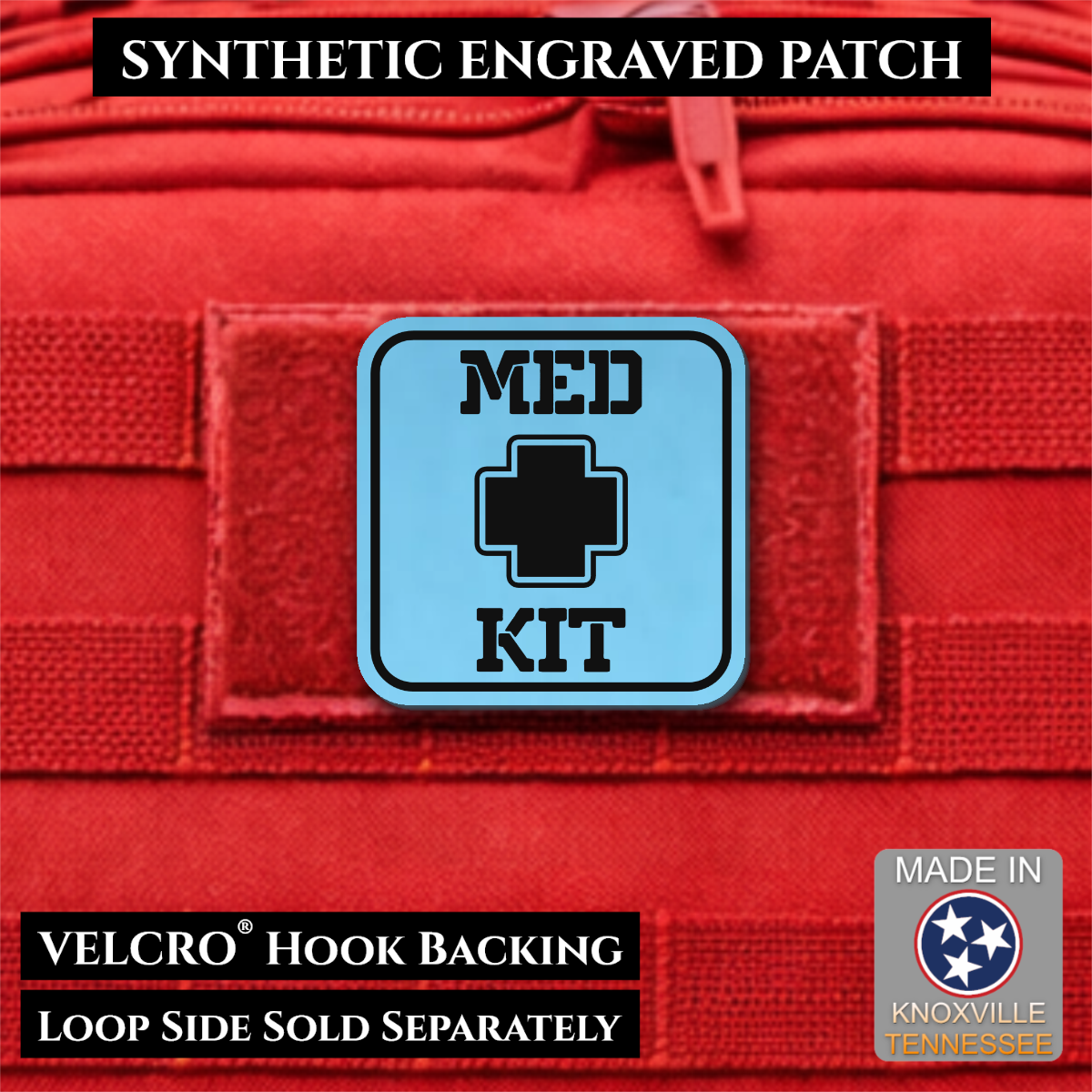 Med Kit IFAK, First-Aid Pouch Identification Patch, 2x2" | Made in USA | VELCRO® Brand Hook Backing