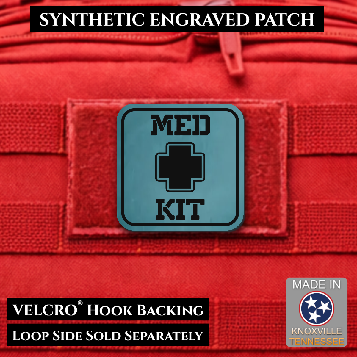 Med Kit IFAK, First-Aid Pouch Identification Patch, 2x2" | Made in USA | VELCRO® Brand Hook Backing