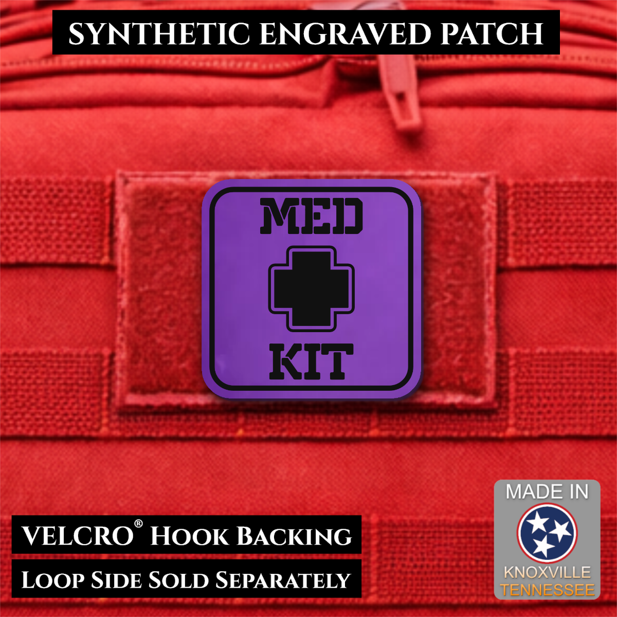 Med Kit IFAK, First-Aid Pouch Identification Patch, 2x2" | Made in USA | VELCRO® Brand Hook Backing