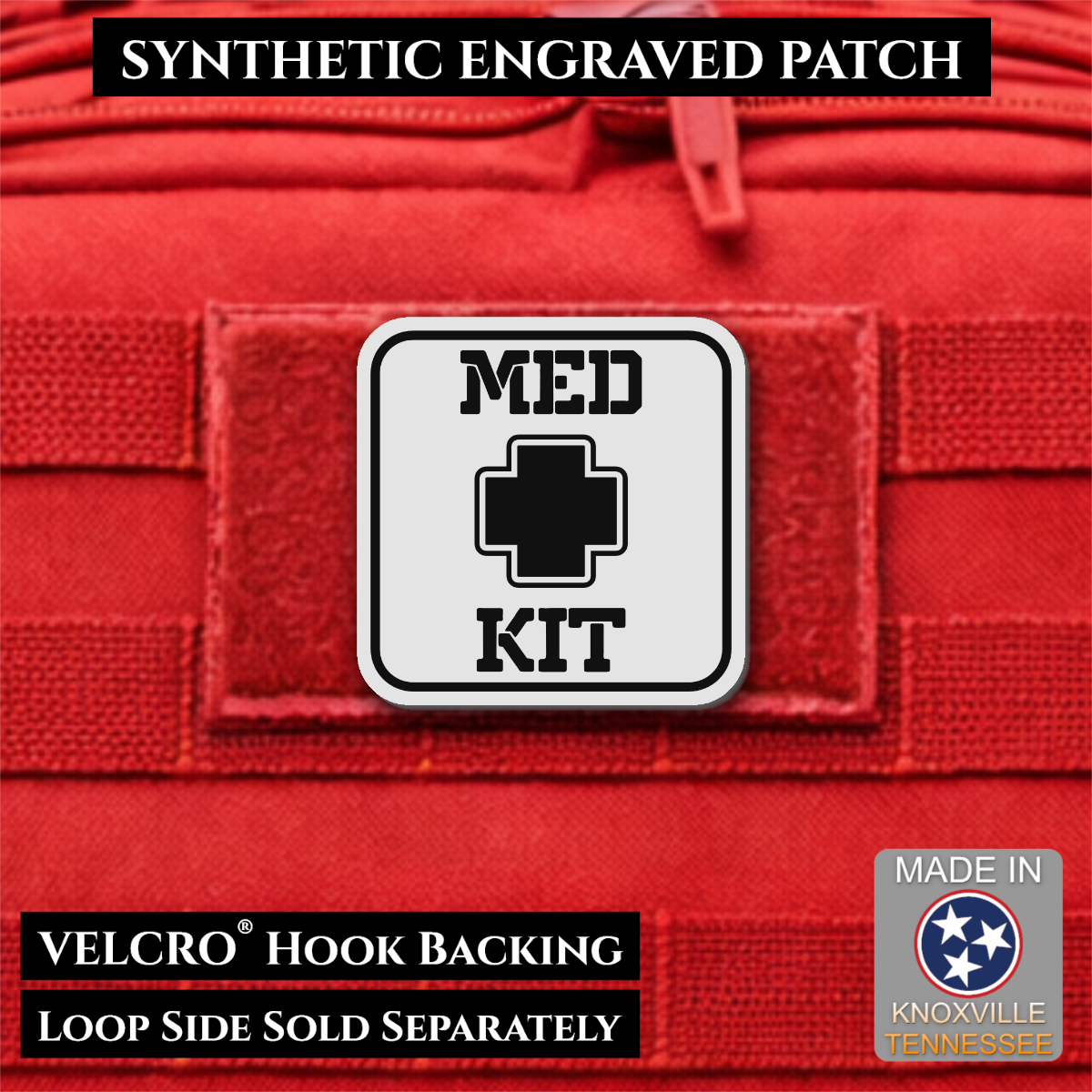 Med Kit IFAK, First-Aid Pouch Identification Patch, 2x2" | Made in USA | VELCRO® Brand Hook Backing