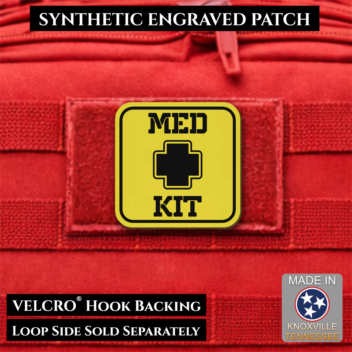 Med Kit IFAK, First-Aid Pouch Identification Patch, 2x2" | Made in USA | VELCRO® Brand Hook Backing