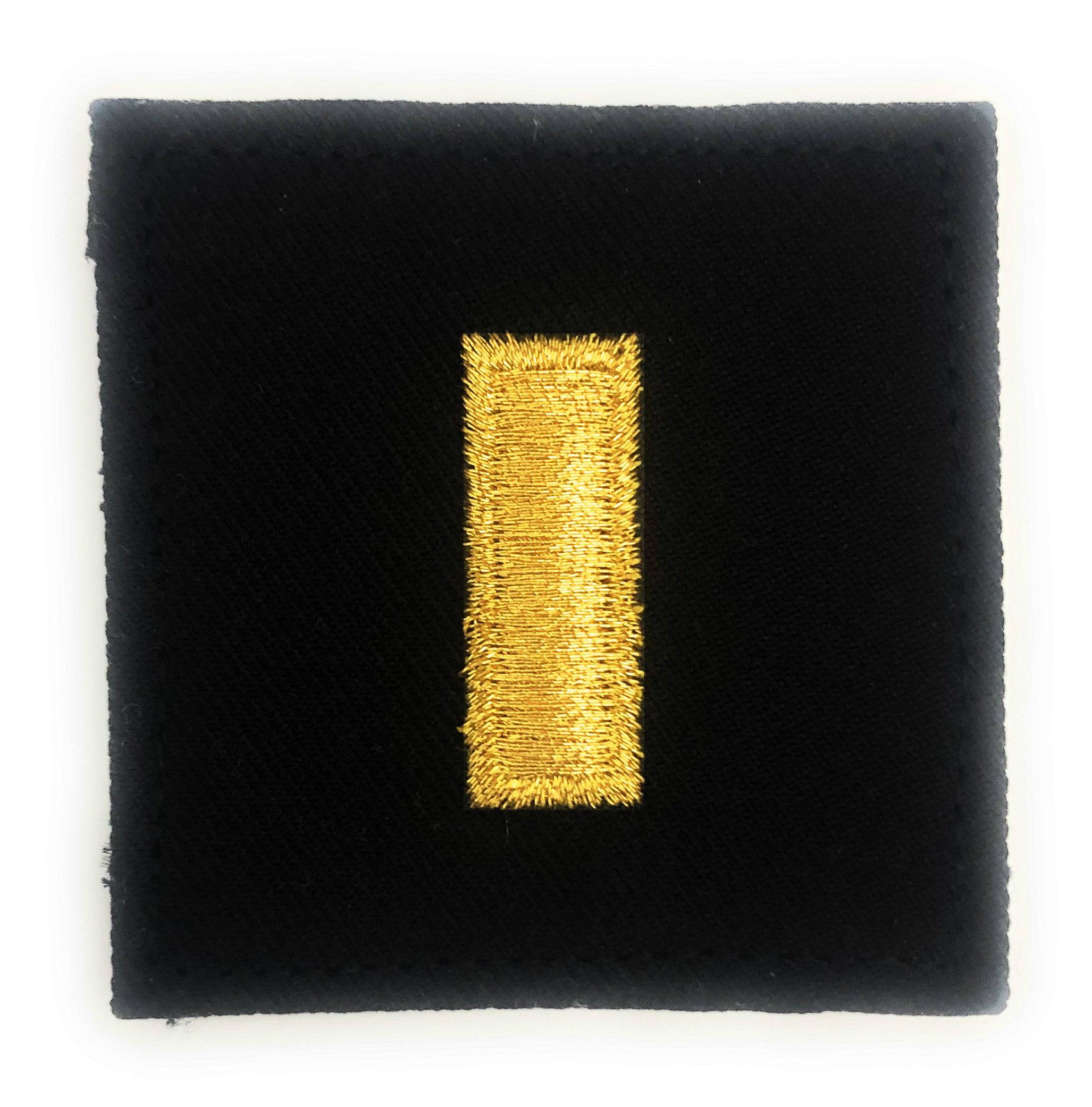 U.S. Army (O1) 2nd Lieutenant 2x2 Black Rank with Hook Fastener (each)