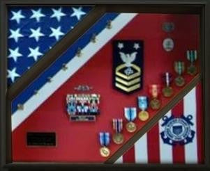Coast Guard Flag Display, Plexiglas front Cover Black Wood, Military Gift