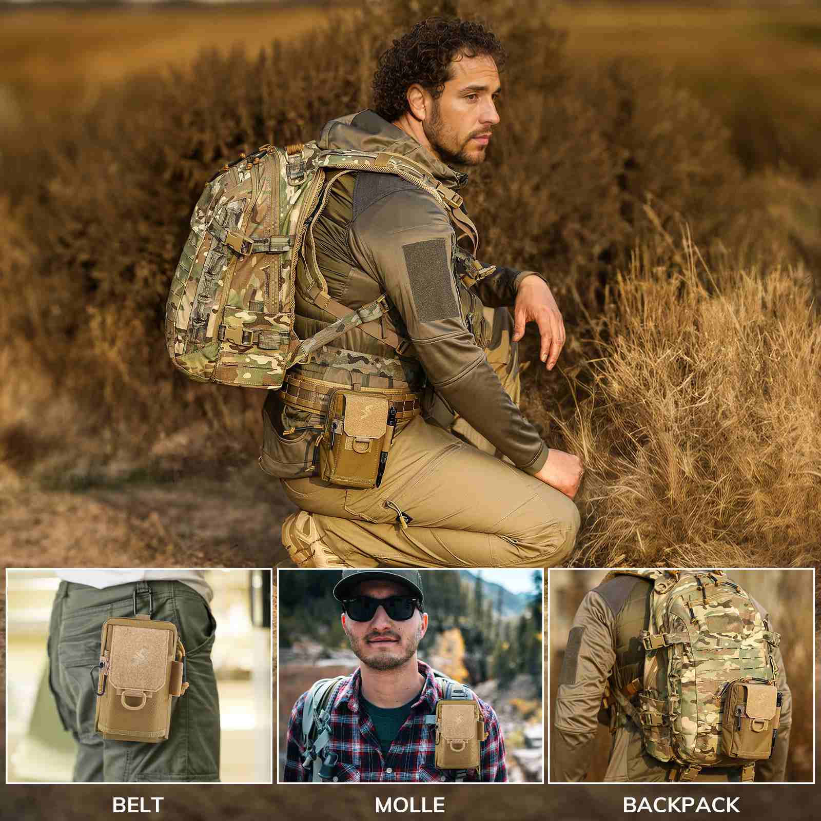 Votagoo Tactical EDC Pouch Universal Waist Pack Phone Molle Pouches Utility Gadget Holster Pocket for Outdoor Sport