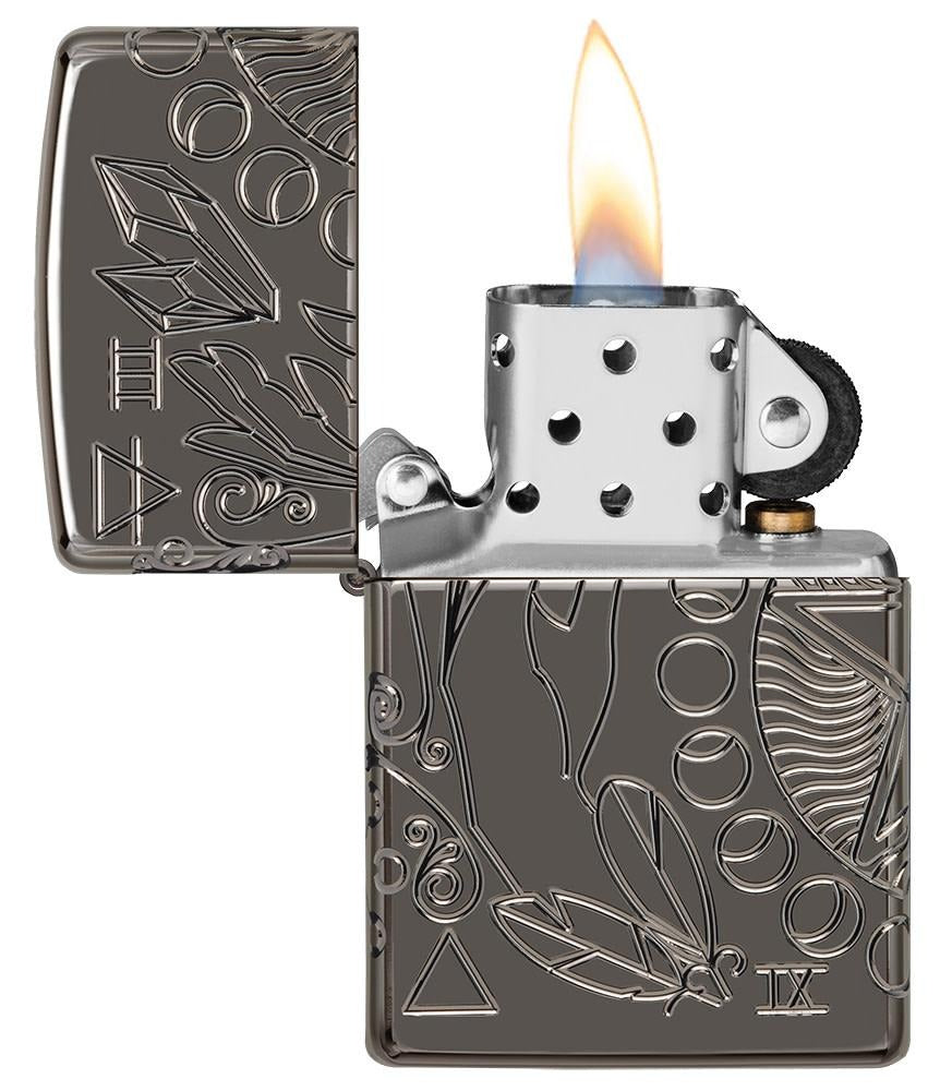 Zippo 360° Armor Black Ice MultiCut Sprirtual Design Windproof Lighter #49689