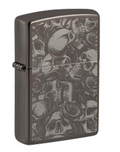 Zippo Skulls and Roses Engraved Design, Black Ice Lighter #49991