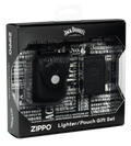 Zippo Jack Daniels Black Matte Lighter and Pouch Gift Set #48460