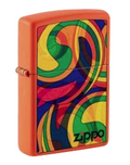 Zippo Psychedelic Swirl Pattern Design, Orange Matte Lighter #48078