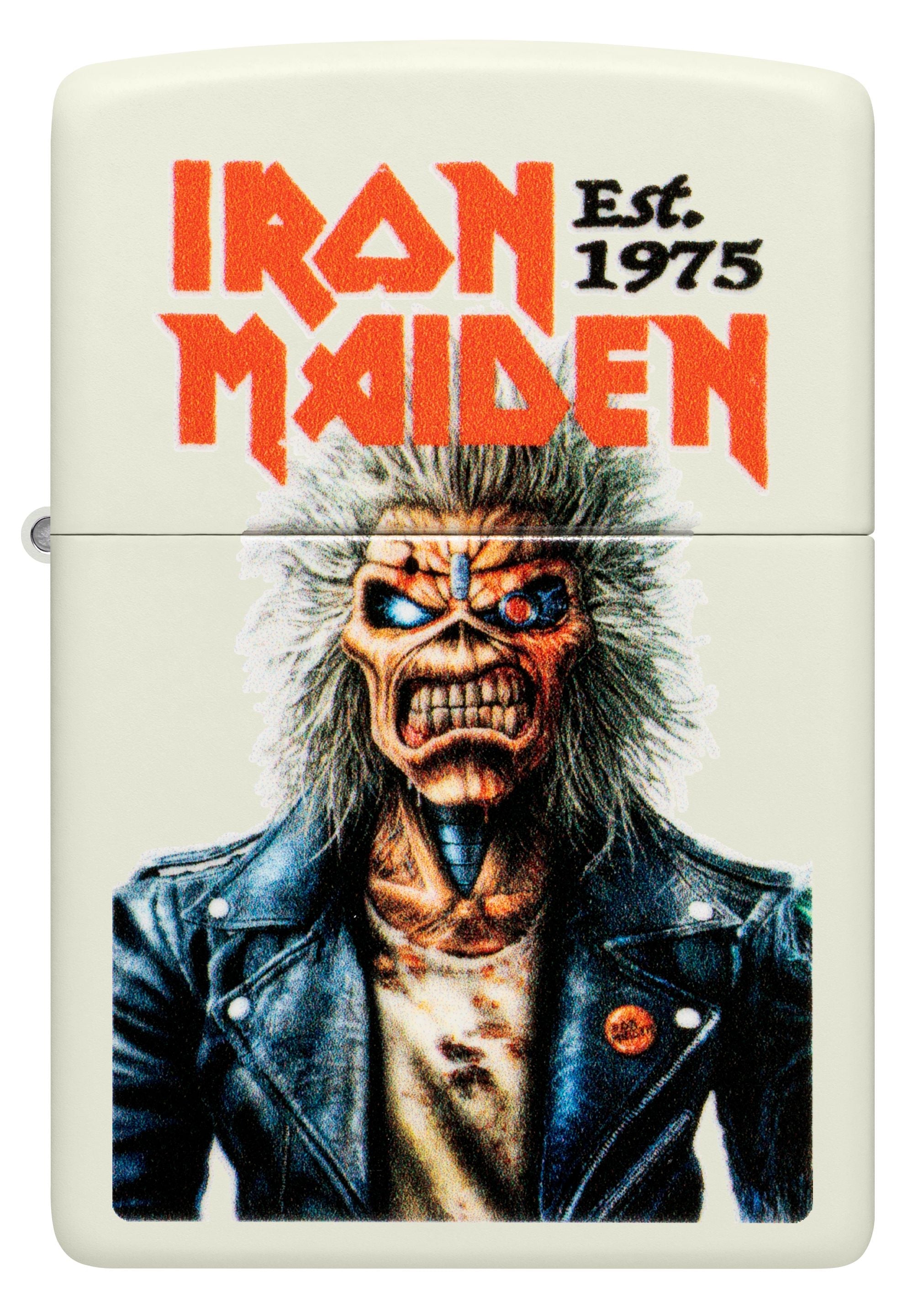 Zippo Iron Maiden Est. 1975 Eddie, Glow-in-the-Dark Green Lighter #47198