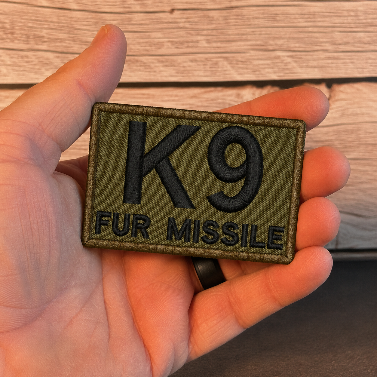 K-9 Fur Missile Funny Dog Morale Patch | Made in USA | VELCRO® Brand Hook Backing
