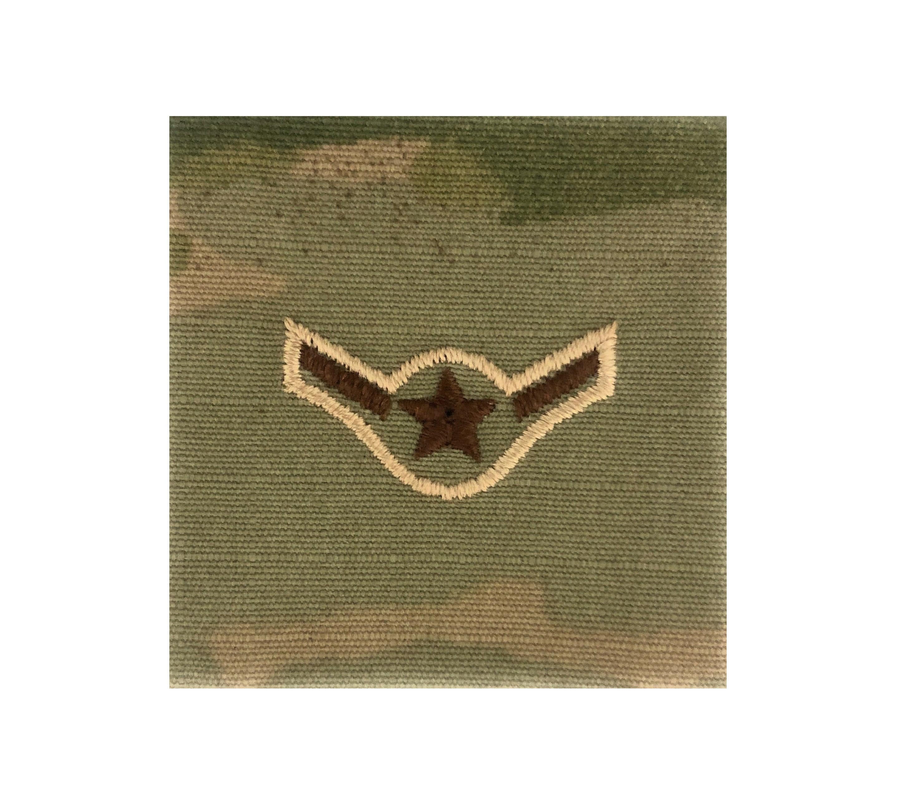 U.S. Air Force E2 Airman OCP Spice Brown Sew-On Rank For Shirt,Jacket,Coat