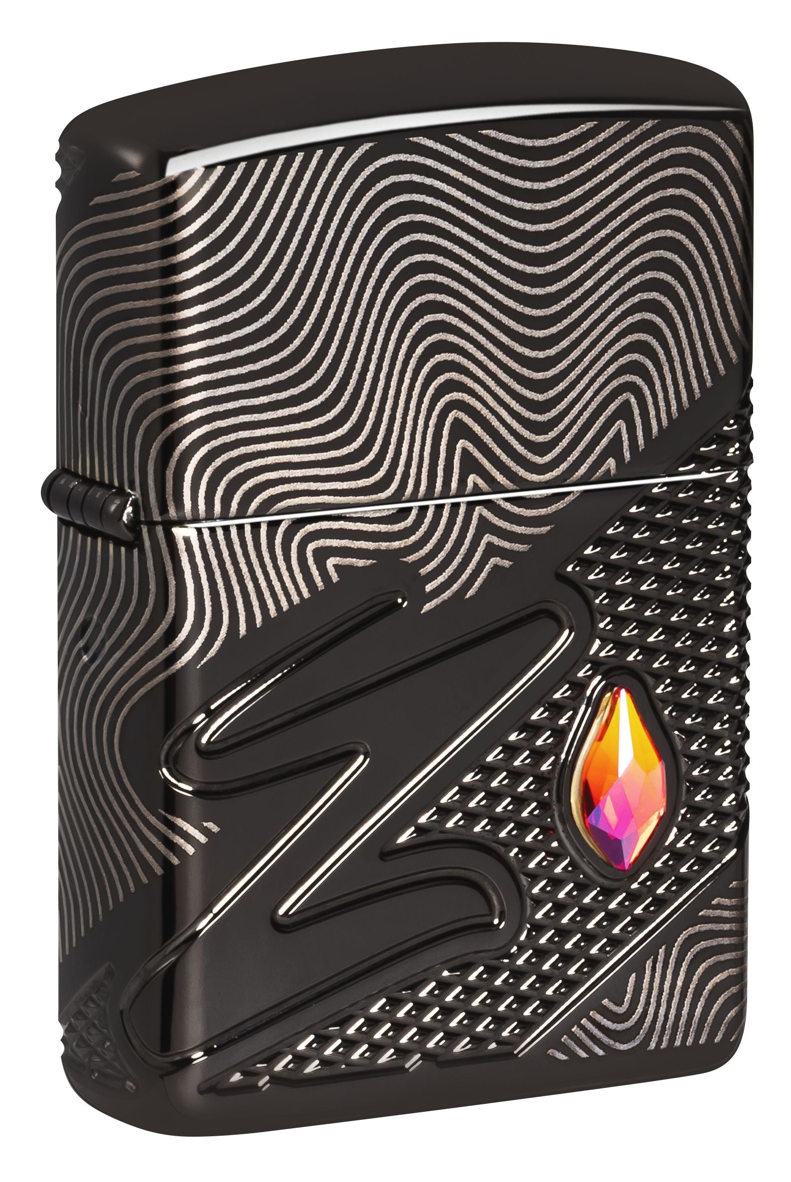 Zippo Z Crystal Design, High Polish Black Armor Lighter #46928
