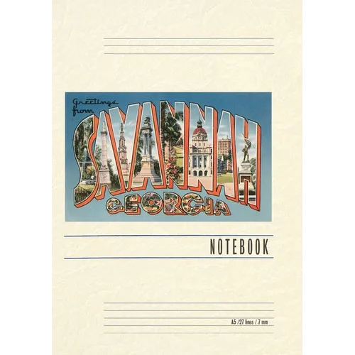 Vintage Lined Notebook Greetings from Savannah - Paperback