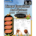 Linear Equations and Systems Workbook 8th and 9th Grade: Grade 8-9 Linear Equations Workbook, Slope, Plotting and Graphing Lines, System of Equations - Paperback