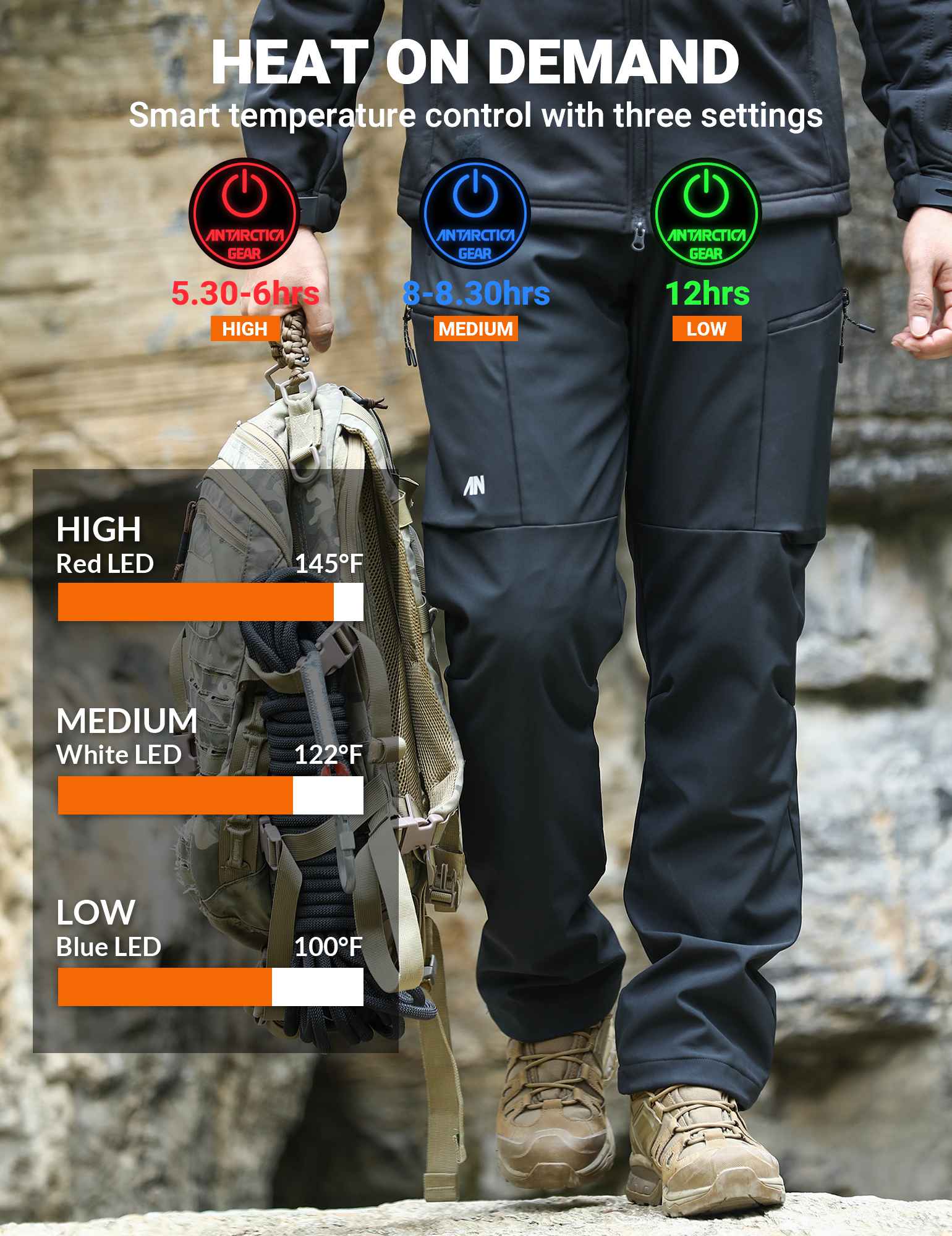 ANTARCTICA GEAR Heated Pants for Men, with 12V/20000mAh Battery