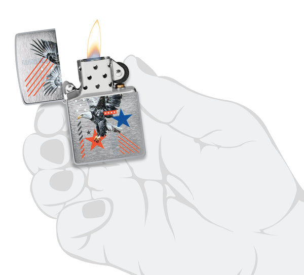 Zippo Abstract Americana Design, Brushed Chrome Lighter #46820