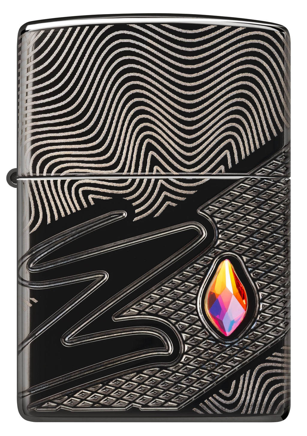 Zippo Z Crystal Design, High Polish Black Armor Lighter #46928