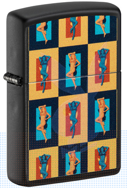 Zippo Playboy Retro Black Light Design, Black Matte Lighter #48233