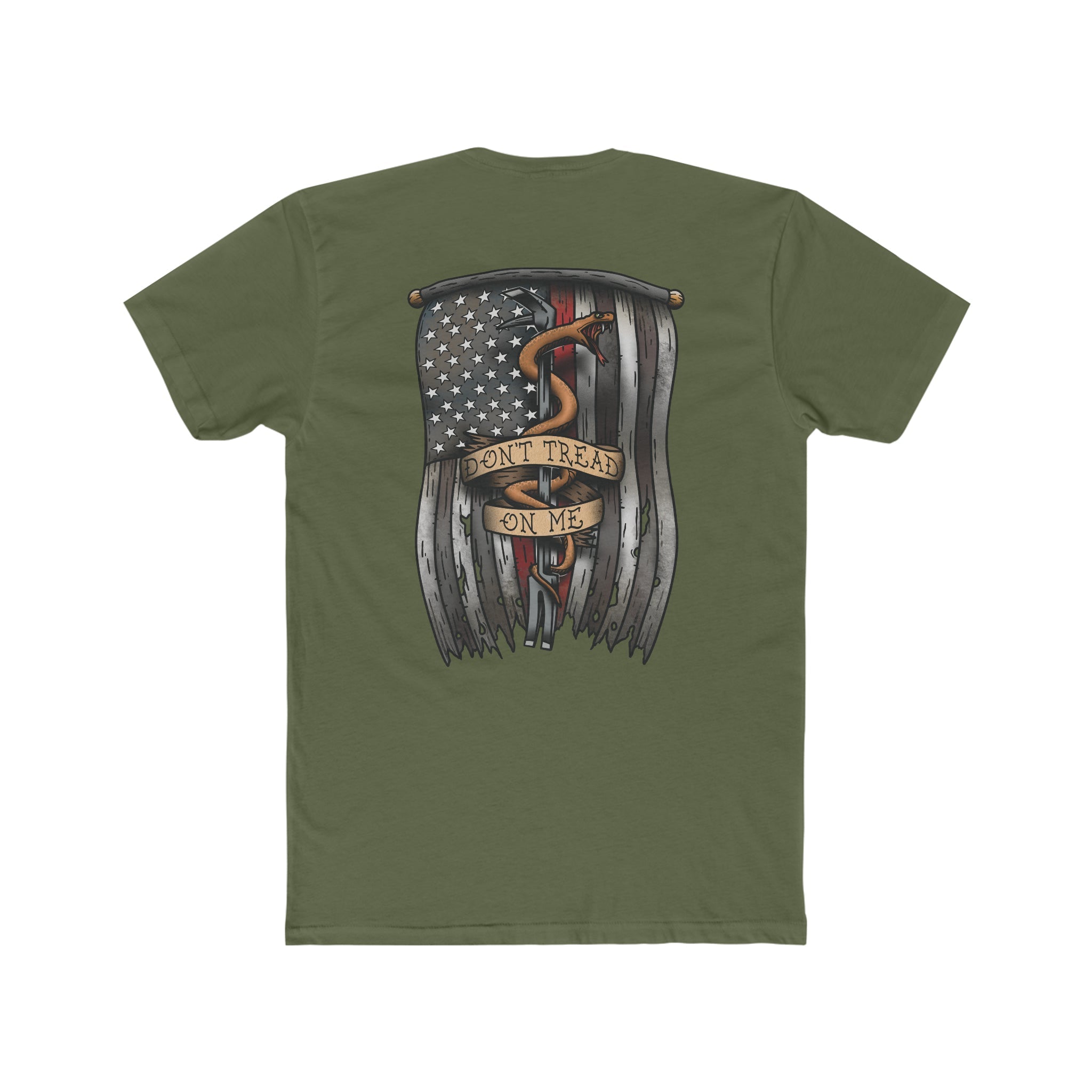 Dont Tread on Me Red Line Flag - Crew Tee