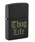 Zippo Thug Life Script Design, Black Matte Lighter #48545