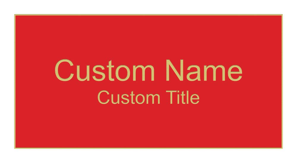 Custom Name ID Tags, Name Badges, Magnet Backing - (1" x 3", Red)