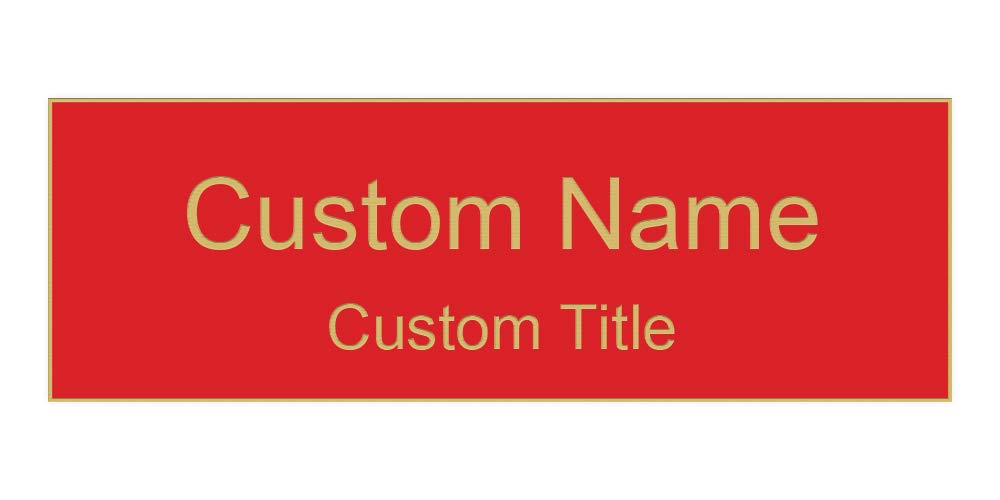 Custom Name ID Tags, Name Badges, Magnet Backing - (1" x 3", Red)