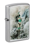Zippo Warrior Woman with Staff Design, Street Chrome Lighter #48665