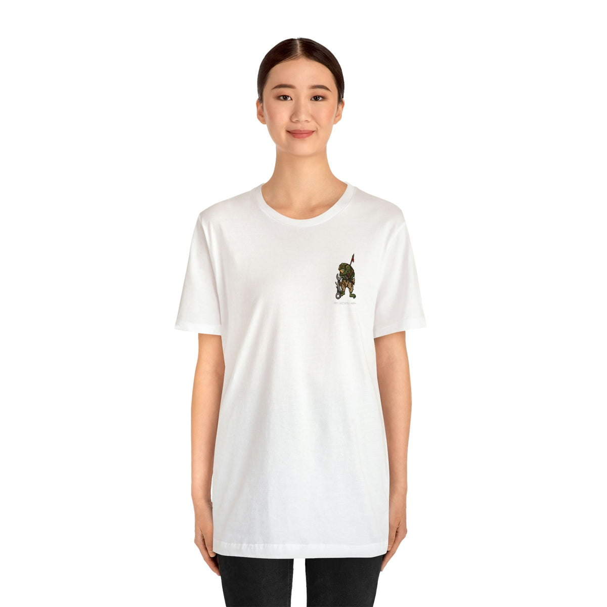 Mechanic Frog With Wrench and M4 - Front Print - Black Text