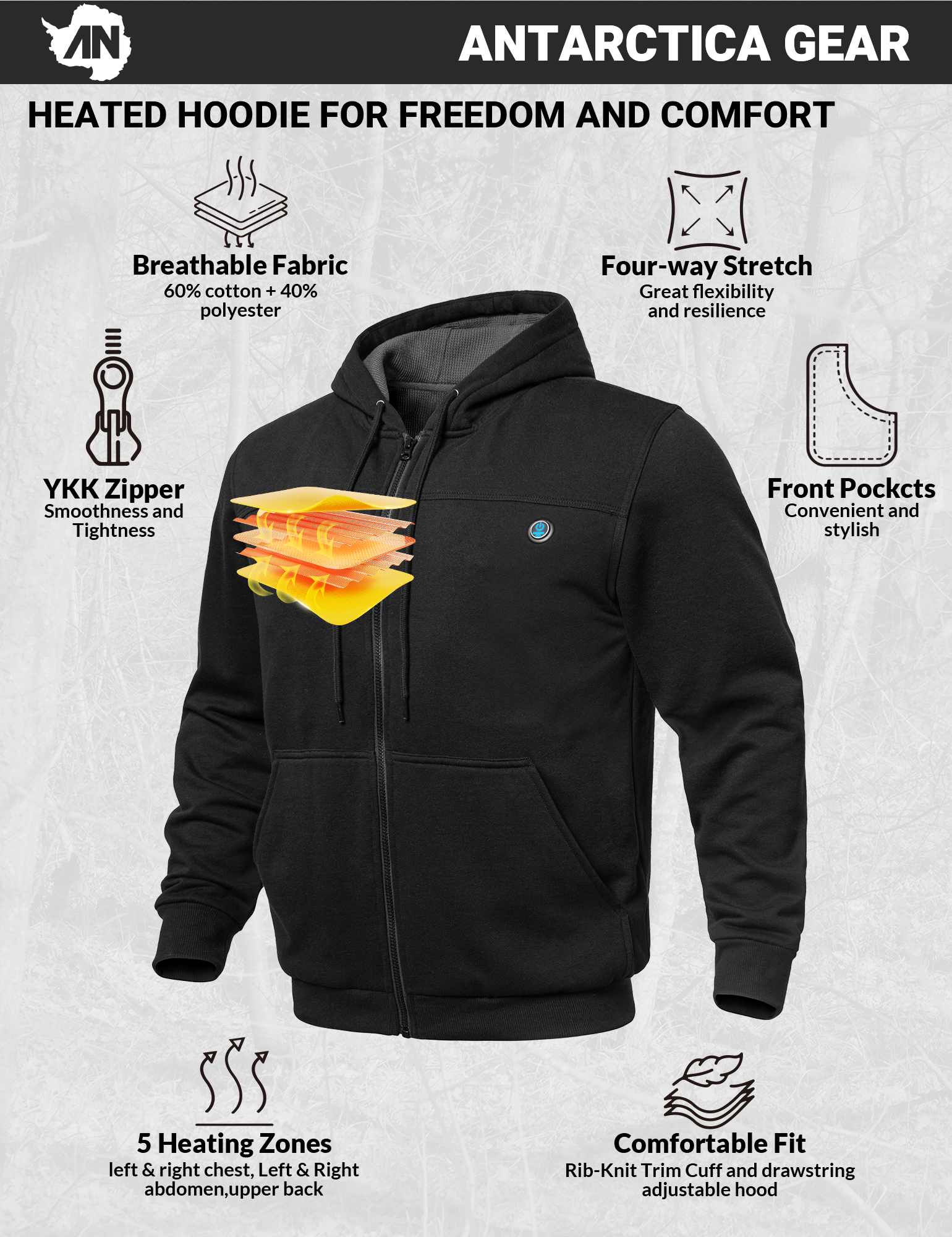 ANTARCTICA GEAR Heated Hoodie Sweater for Women Heated Sweatshir