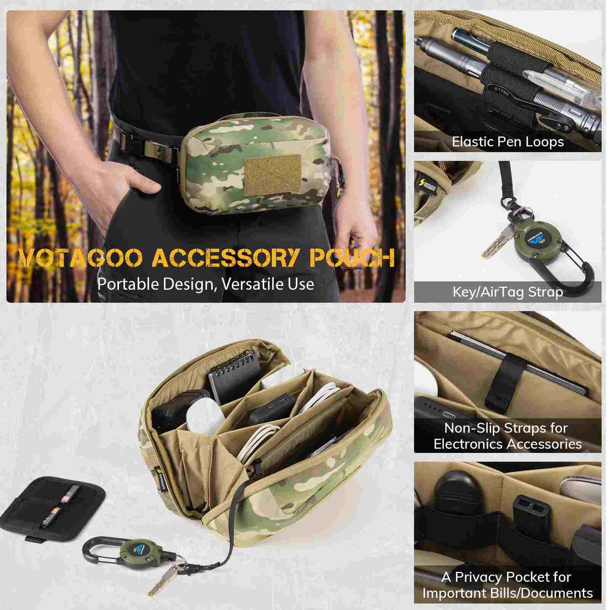 Votagoo Electronic Organizer Accessory Tech Pouch for MacBook Charger, Cord Organizer Travel Storage Bag
