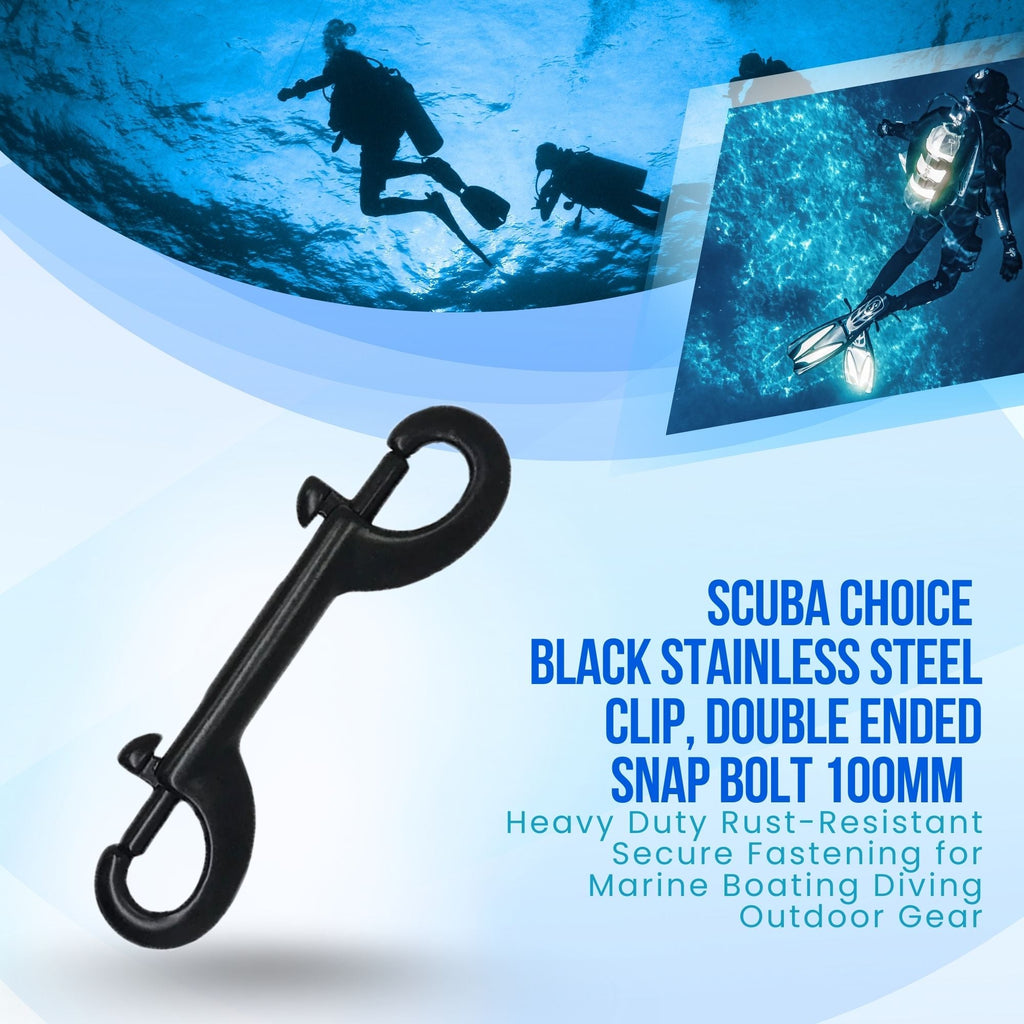 Scuba Choice Black Stainless Steel Clip Double Ended Snap Bolt, 100mm