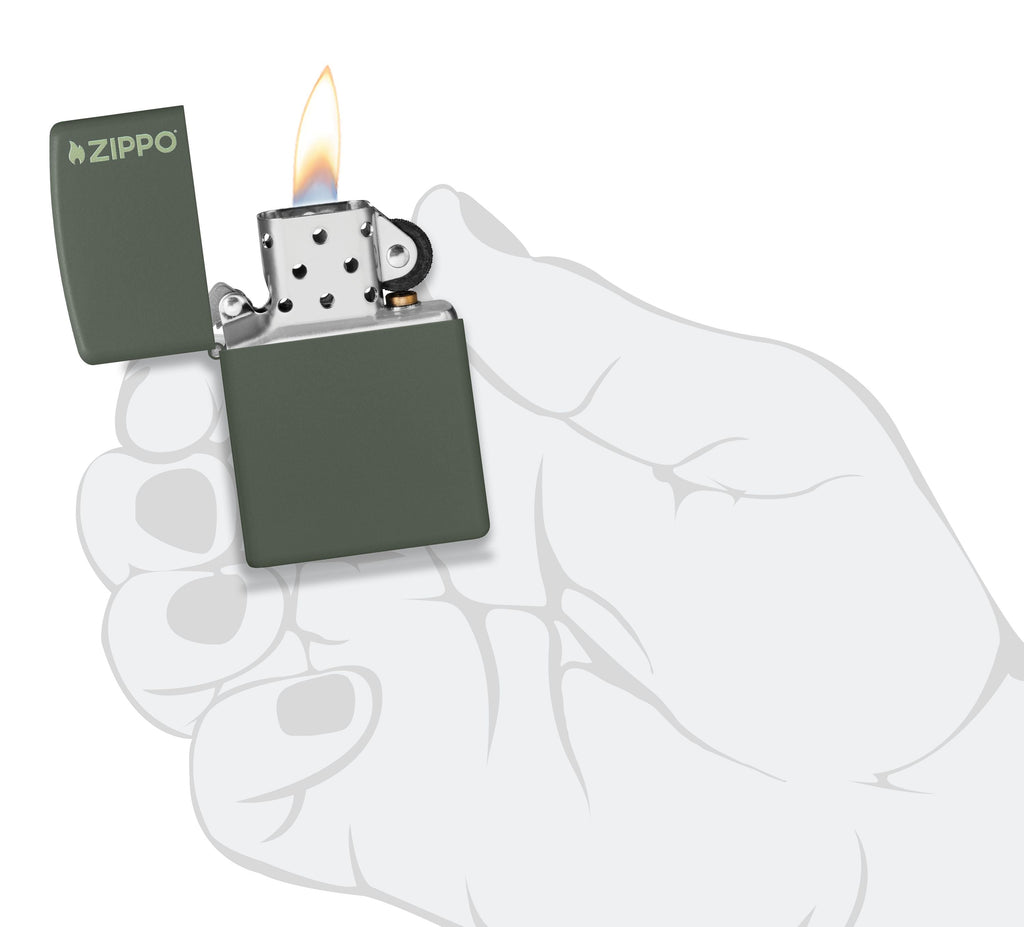 Zippo Green Matte Lighter, w/Logo #221ZL