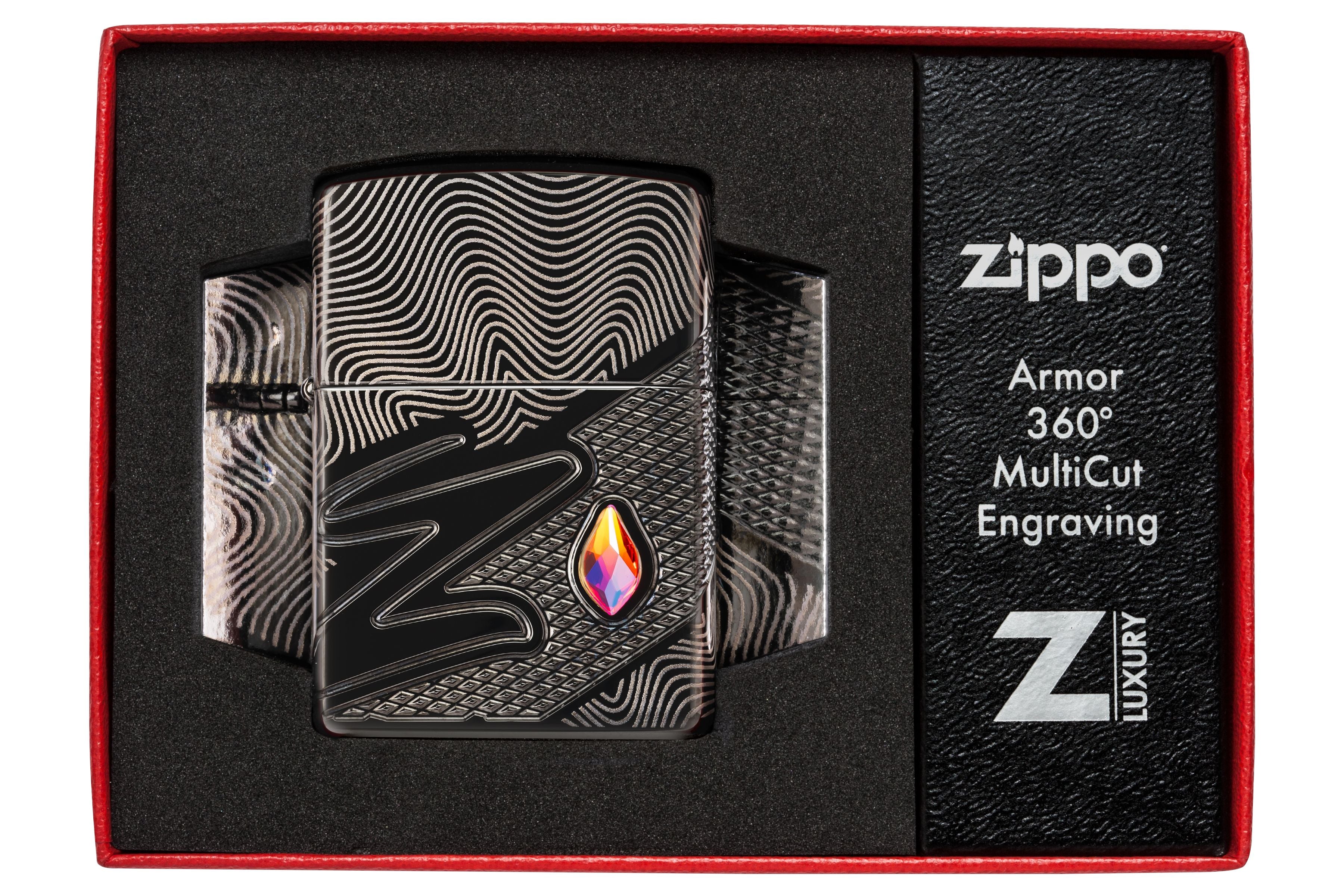 Zippo Z Crystal Design, High Polish Black Armor Lighter #46928