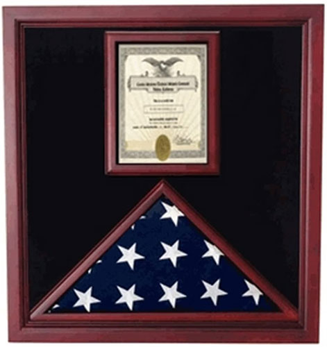 Flag and Document Case - Vertical 8 1/2 x 11 Document for Hanging Medals and Other Memorabilia - fit 3' x 5' flag or fit 5' x 9.5' Flag.