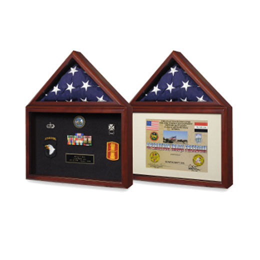 Air force Flag and medal display box- Shadow Box - Fit 3' x 5' flag or 5' x 8' flag or 5' x 9.5' Casket flag.