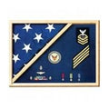 Air Force Blue - Wood Flag Display Case - Oak or Walnut Material.